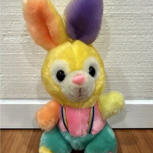 Yellow Rainbow Bunny Plush - Multicolor Soft Stuffed Animal